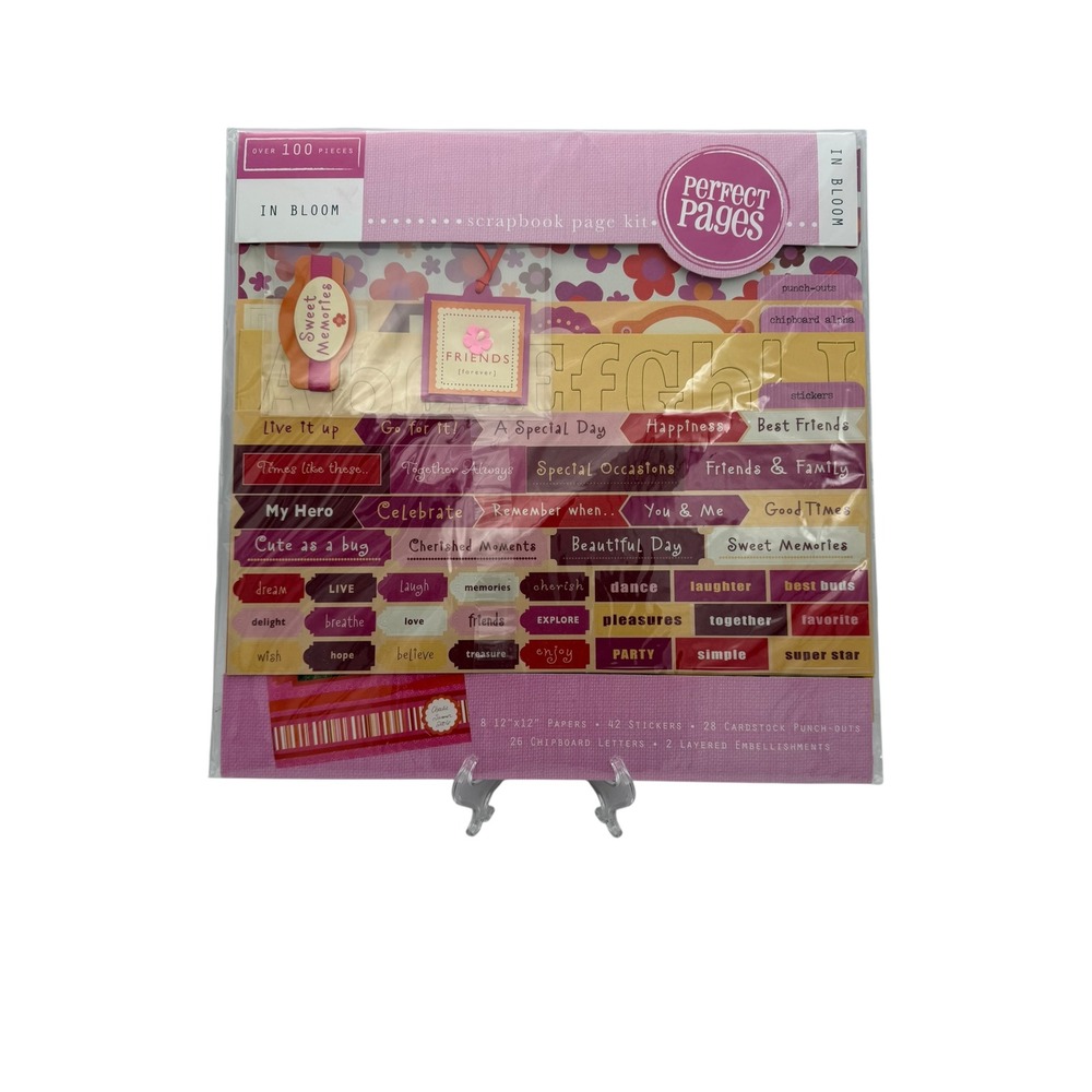 Perfect Pages In Bloom 12x12 Scrapbook Kit 100 Pcs Stickers Paper 46115 Pink New